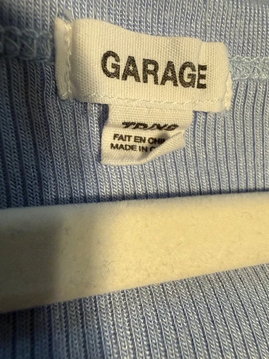 Garage Light Blue Ribbed Scoop Neck Long Sleeve Top - Picture 2 of 4